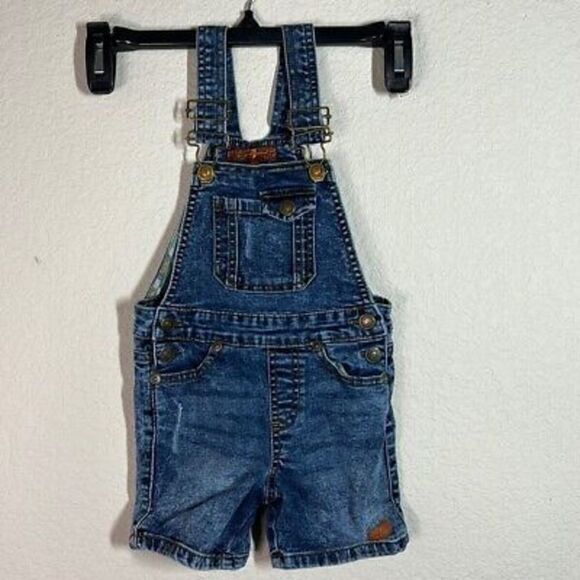 7 For All Mankind Baby Toddler Denim Overall Shorts Size 18M Blue - Picture 1 of 7